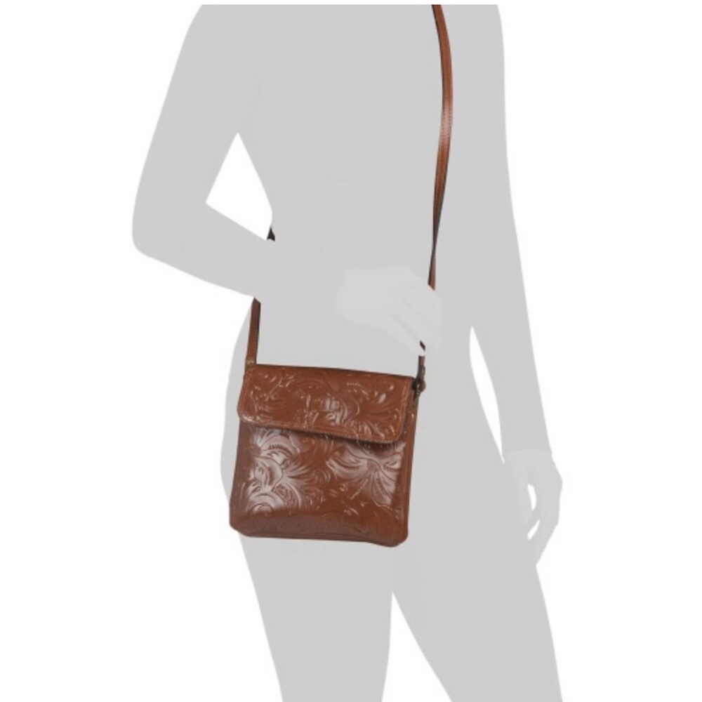 Patricia Nash Brown Embossed Leather Crossbody Bag - Picture 5 of 7